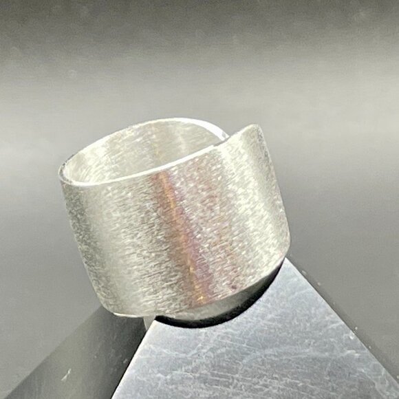 Widest Width Style 12mm Brushed Sterling 925 Silver Wrapped Band Boho Ring #1232 - Picture 5 of 7
